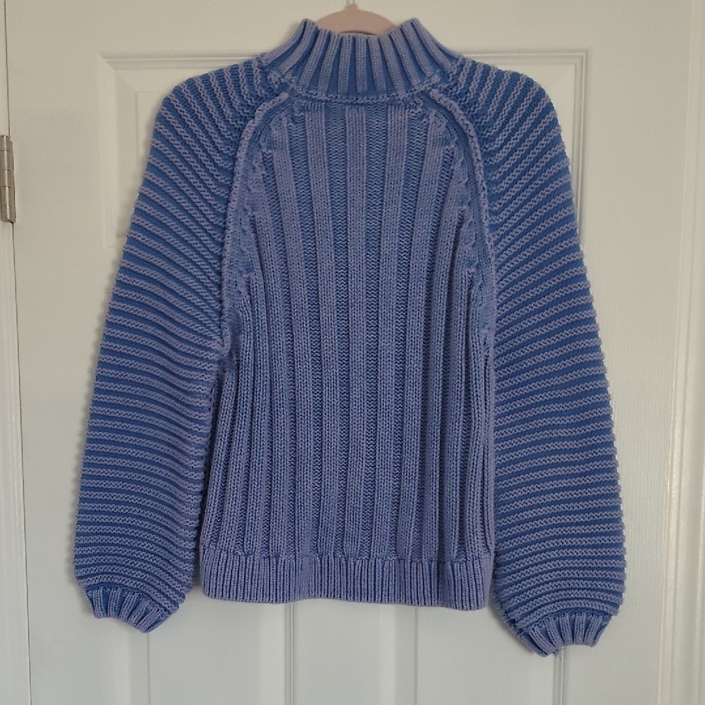 Free People Periwinkle Cable Knit Turtleneck Sweater - Picture 3 of 12